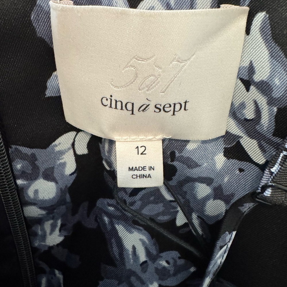 CINQ A SEPT Coastal Floral Glenda Cascading Ruffle Lurex Metallic Dress 12 NWT - Picture 13 of 16